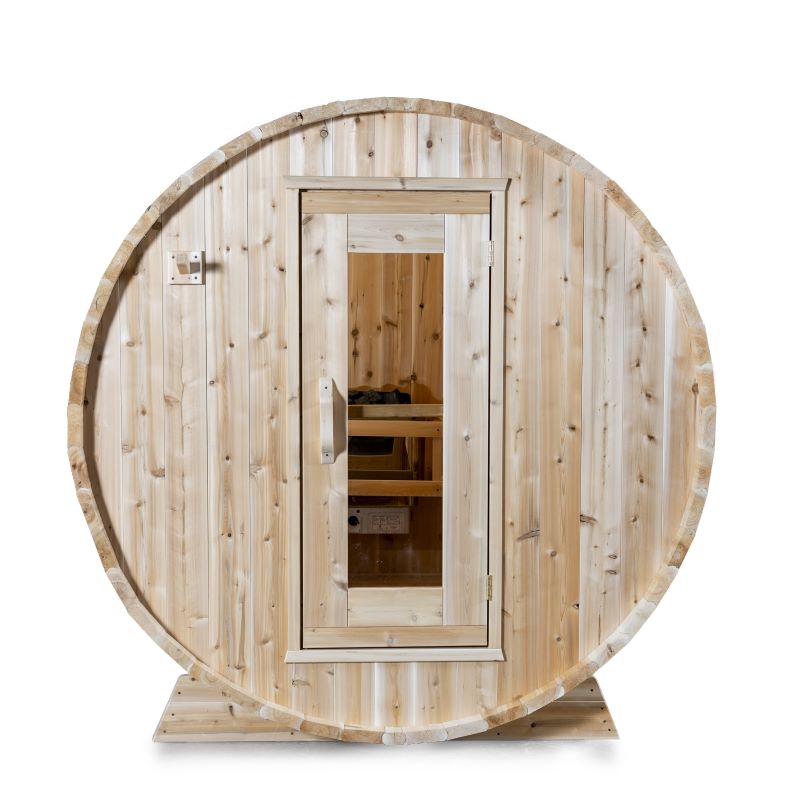 Leisurecraft Canadian Timber Harmony Barrel Sauna Front View